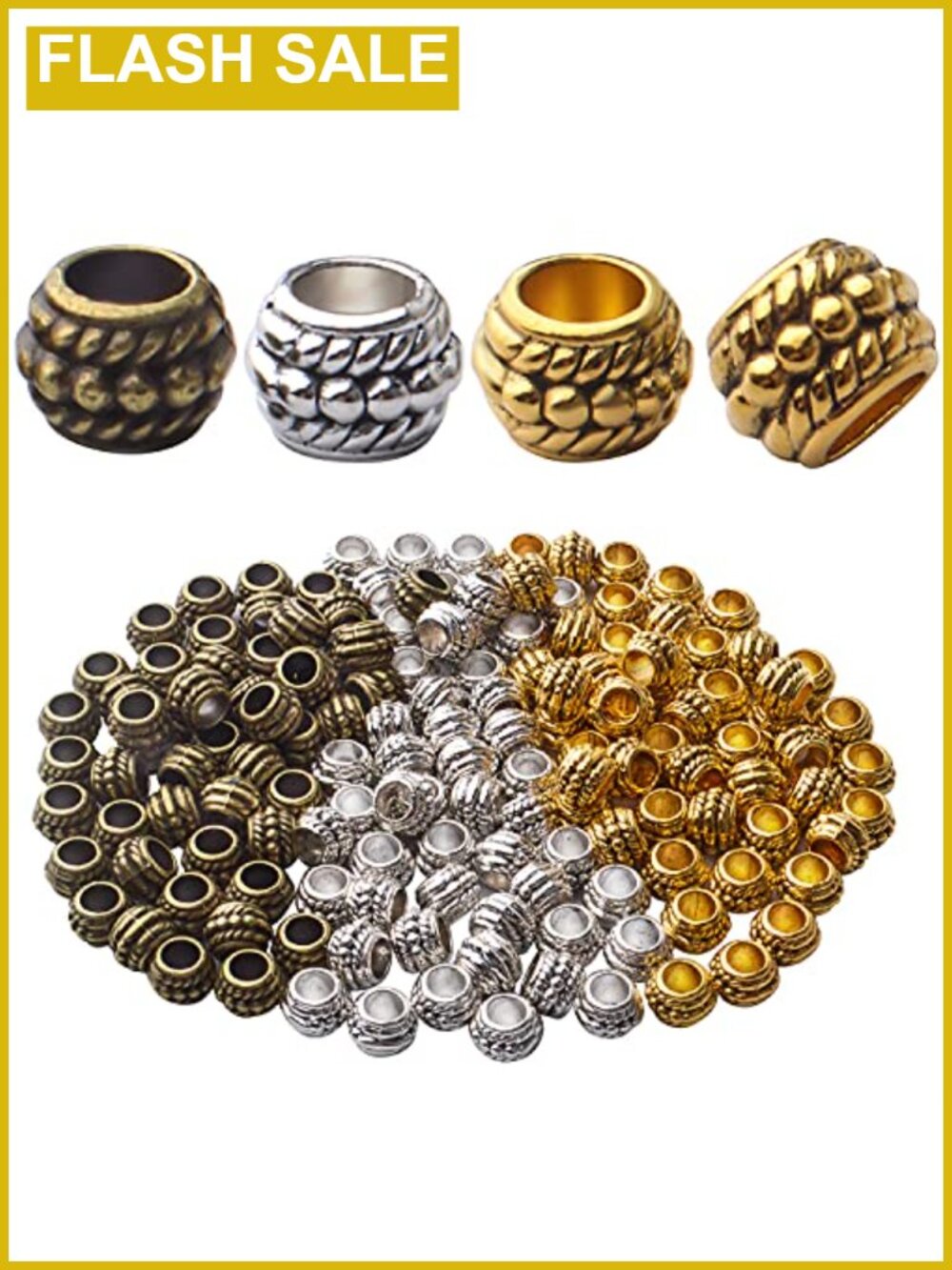 150pcs Antique Gold Silver Bronze Spacer Beads Alloy DIY Jewelry Making 8mm